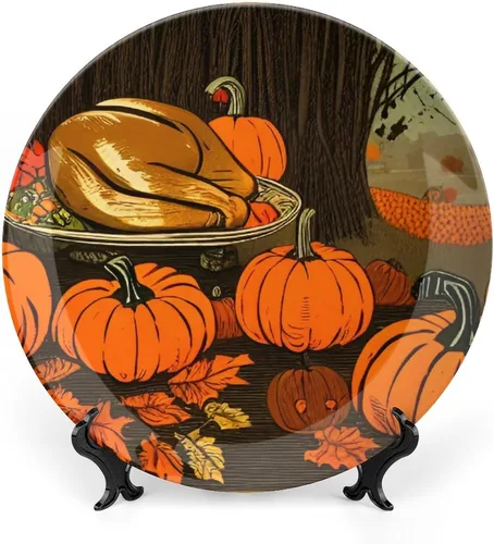 Miniatura 13 de Platos decorativos de calabazas grandes de Acción de Gracias, platos de cerámica para decoración del hogar, platos de cena de temporada de otoño
