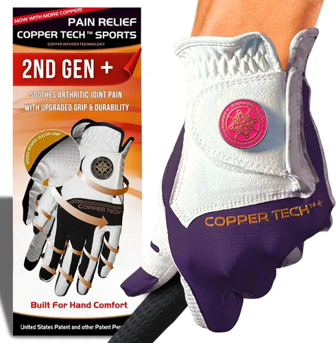 Miniatura 27 de Copper Tech Plus Ladies Golf Gloves Women (2nd Gen) Copper Compression Joint Support with Flexible & Comfortable Fit Tacky Silicone Pad
