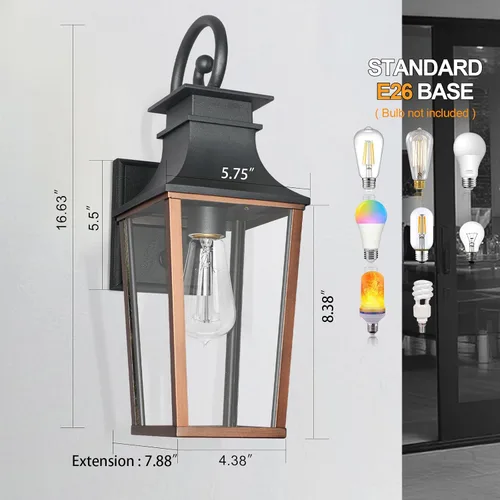 Miniatura 4 de ALVIME - Lámpara de pared para exteriores, 17 pulgadas, color negro mate, resistente al agua, para casa, entrada, puerta delantera, porche, patio