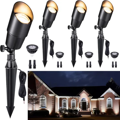 Miniatura 22 de Gardenreet Foco LED para exteriores, latón fundido a presión de 12 V con iluminación hacia arriba, impermeable, luces de paisaje de bajo voltaje