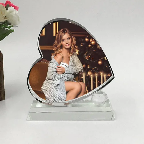 ITODA Marco personalizado con tu foto de corazón personalizado de cristal 3D para boda, cumpleaños, nacimiento del bebé, día de San Valentín Corazón