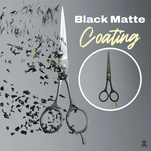 Miniatura 6 de The Cut Factory® Tijeras de Cabello de Lujo Negro Mate de 6.5 Pulgadas – Tijeras de Barbero de Acero de Alto Carbono Ultra Afiladas para Hombres