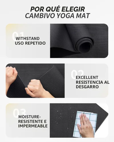 Miniatura 4 de CAMBIVO Esterilla de yoga para mujeres y hombres, esterilla de ejercicio extra larga y ancha (72"x48"/84"x30"), esterilla de entrenamiento grande
