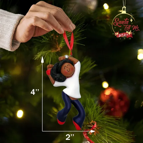Miniatura 3 de Adorno de Navidad de bailarina 2025 con nombre y año - Regalo personalizado para bailarinas negras, intérpretes infantiles, amantes del hip hop