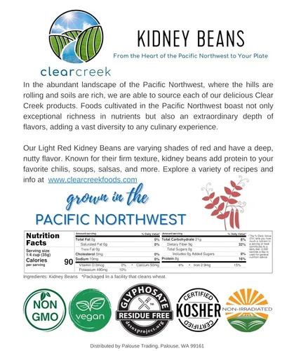 Miniatura 5 de CLEAR CREEK Frijoles certificados sin residuos de glifosato cultivados en Washington 25 libras Sin OMG Kosher Vegano No irradiado
