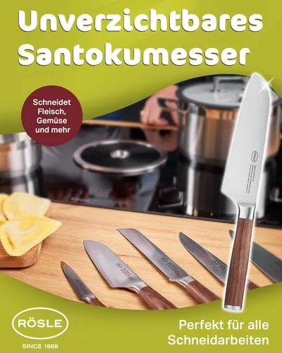 Miniatura 3 de Rösle Colección de cuchillos Masterclass, cuchillo Santoku, hoja de 8.6 pulgadas