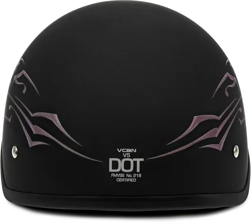 Miniatura 4 de VCAN Cruiser Intricate Butterfly - Casco para motocicleta Mariposa negra plana