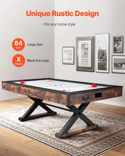Miniatura 2 de VEVOR Mesa de hockey de aire de 84 pulgadas, juego de mesa de arcada para interiores con 2 empujadores, 2 discos, marcador electrónico, patas