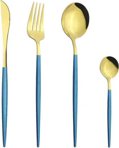 Miniatura 13 de Juego de cubiertos Cuchillo de cena Postre Tenedor Cuchara Juego de vajilla de acero inoxidable Vajilla de cocina 4 piezas Negro