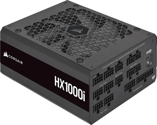 Corsair HX1000i Fuente de alimentación ATX de ruido ultrabajo totalmente modular - Cumple con ATX 3.1 y PCIe 5.1 - Ventilador de rodamiento dinámico