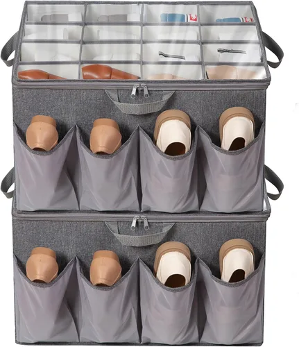 Miniatura 13 de Organizador de zapatos para armario, solución de almacenamiento de zapatos con cubierta transparente y separadores ajustables, caja de zapatos