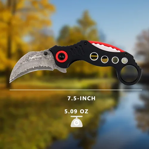 Miniatura 6 de ALBATROSS - Cuchillo de bolsillo plegable de acero Damasco para el Día del Padre, Día de la Madre y regalo de cumpleaños para él, cuchillo de garra