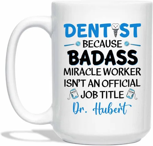 Miniatura 22 de Taza de café blanca personalizada para dentista ortodoncista de 11 onzas, 15 onzas, un dentista verdaderamente genial es difícil de encontrar