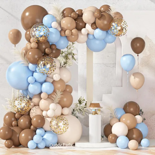 Miniatura 17 de Ouddy Party Juego de 149 guirnaldas de arco de globos azules y blancos de diferentes tamaños de 18, 12, 10 y 5 pulgadas, 6 globos plateados de Azul