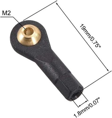 Miniatura 2 de uxcell 10 Uds M2 2.0xL19mm Palanca Dirección Varilla de acoplamiento Extremo de cabeza de bola sin tornillos y tuerca para helicóptero RC