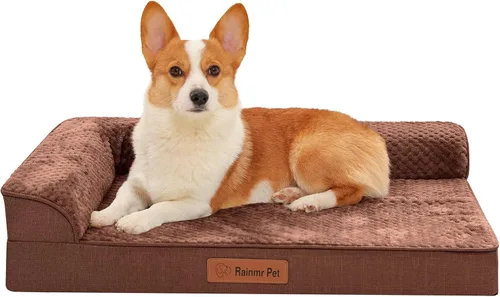 Miniatura 10 de Rainmr Camas ortopédicas para perros grandes, camas de espuma viscoelástica para perros de tamaño grande, funda extraíble lavable, parte inferior