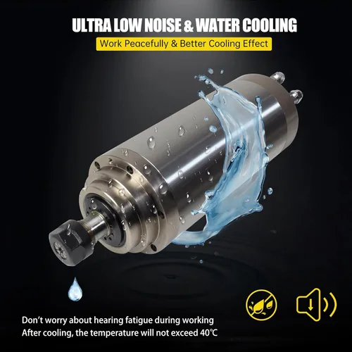 Miniatura 4 de RATTMMOTOR Husillo CNC 3KW 220V Motor de husillo refrigerado por agua 24000RPM 12A ER20 4 rodamientos 3.937 in 400HZ trifásico para fresadora CNC