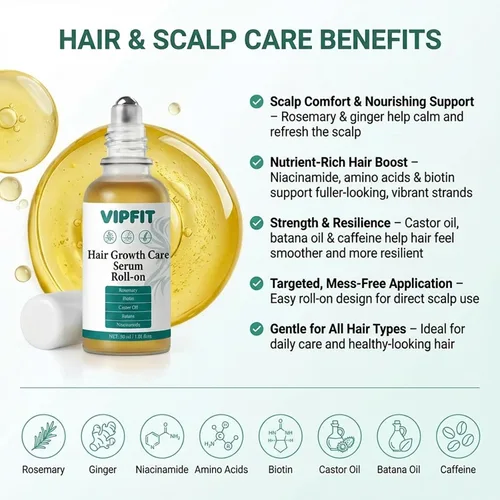 Miniatura 3 de Suero Roll-On con romero, niacinamida, aminoácidos, jengibre, biotina, aceite de ricino, batana y cafeína, nutre el cuero cabelludo para un cabello