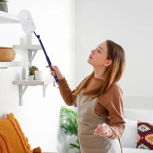 Miniatura 6 de Maxcheck 180 piezas de repuesto de plumero desechables de 180° de grado grueso, cabezal de repuesto con 3 asas para limpieza de techo de muebles