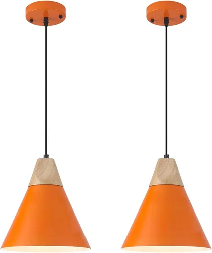 Miniatura 10 de Luz Colgante Negra Paquete de 2, 9.4 pulgadas - Luz Colgante de Estilo Rústico, Luces Colgantes Modernas, Luces Colgantes de Cocina para Oficina