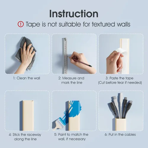 Miniatura 8 de Ocultador de cable grande – Ocultador de cable de 47 pulgadas para TV en la pared, ocultador de cables pintable, kit de organización de cables XL