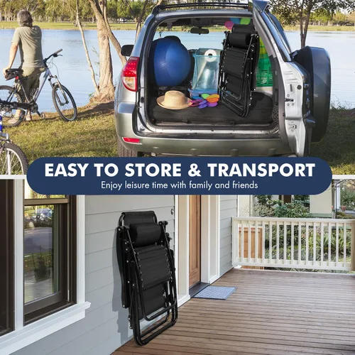 Miniatura 6 de Giantex Zero Gravity - Silla reclinable para patio al aire libre con portavasos y almohada extraíble, respaldo ajustable, silla de salón