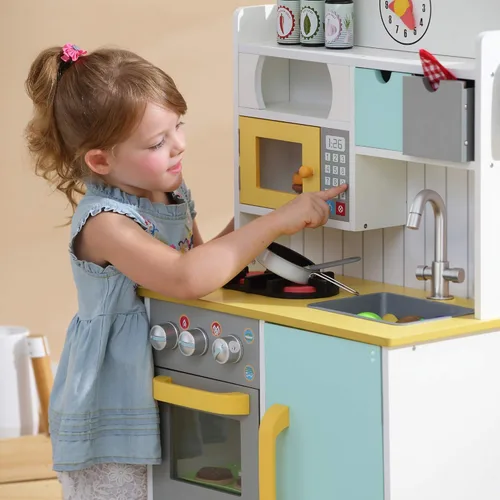 Miniatura 5 de Teamson Kids Little Chef Florence - Cocina interactiva clásica de madera con accesorios y espacio de almacenamiento para una fácil limpieza