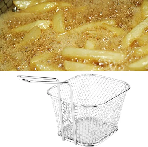 Miniatura 4 de Soporte de papas fritas de acero inoxidable, Mini cesta rectangular para freír, Servicio de mesa de comida frita, Herramienta de cocción de papas