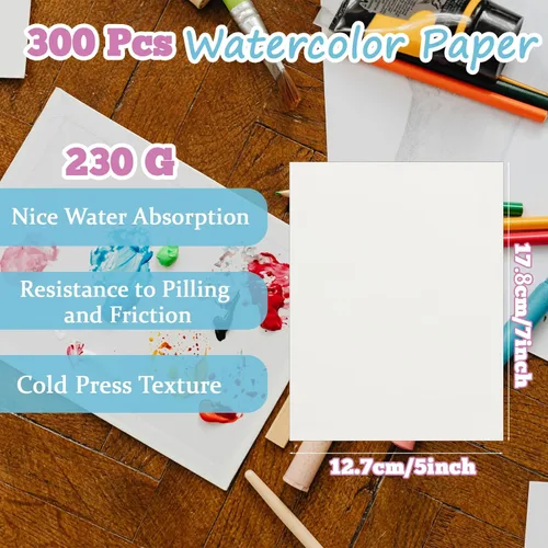 Miniatura 3 de 300 hojas de papel de acuarela, prensa en frío de 5 x 7 pulgadas, almohadilla de papel de color de agua a granel de 110 lb/230 GSM, papel de pintura