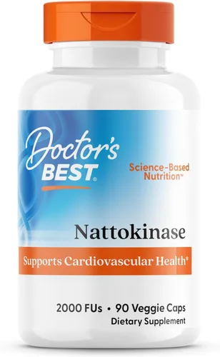 Doctors Best Nattokinase, 2000 Fus, Apoya la Salud Cardiovascular, Sin OGM, Vegano 90 Cápsulas Vegetarianas