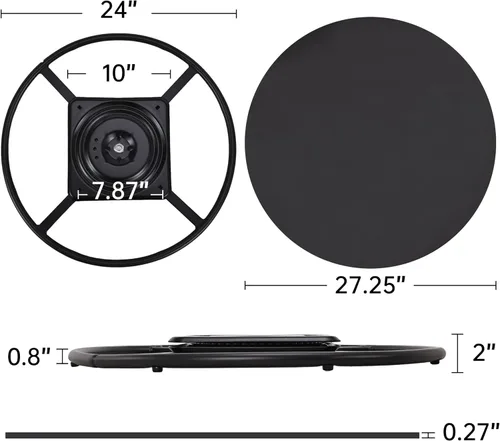Miniatura 3 de Kit de base giratoria reclinable de 24 pulgadas, soporte de anillo de silla resistente con placa giratoria de rodamiento de bolas de 360 grados