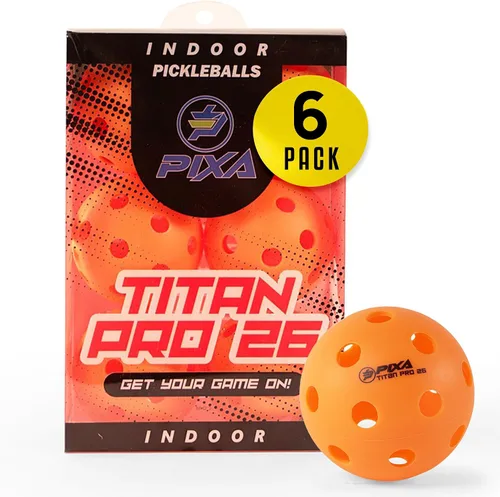 Miniatura 32 de PIXA Titan Pro 26 Pickleball para interiores, aprobado por USAPA, bolas de pickleball duraderas para interiores, rebote constante, vuelo suave, Rojo