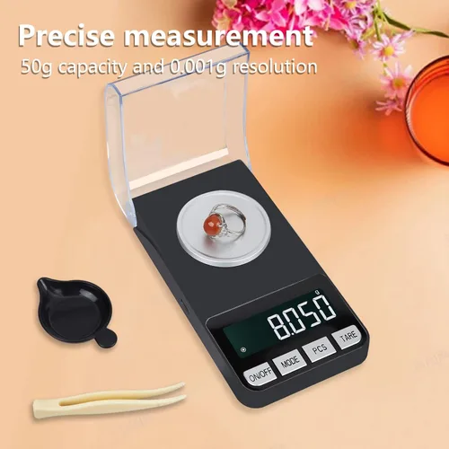 Miniatura 3 de Báscula digital de cocina de 1.76 oz x 0.001 onzas para alimentos, onzas y gramos, pequeña báscula de alimentos, mini báscula digital