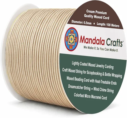 Miniatura 209 de Cuerda Mandala Crafts 0.03 pulgadas 109 yardas para hacer joyería, artesanía, macramé, cuerda de algodón encerado Negro
