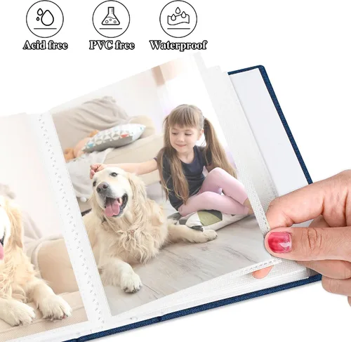 Miniatura 5 de Álbum de fotos Yopih 4x6 100 bolsillos con cubierta de lino, álbumes de fotos para familia, boda, bebé, libro de fotos con capacidad para imágenes