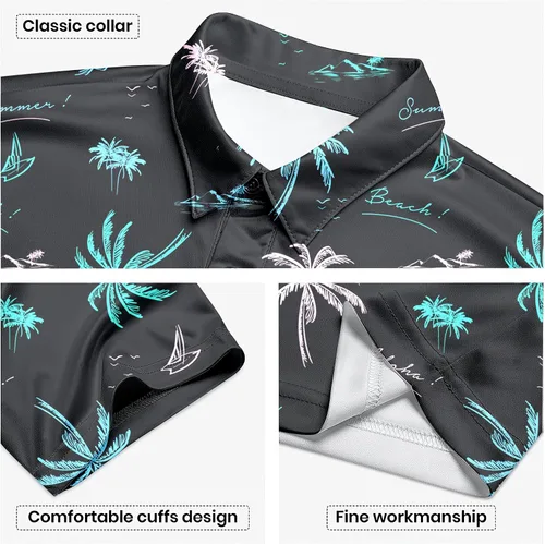 Miniatura 90 de Camisa de golf de los años 80 para hombre, ajuste seco, manga corta, estampada, divertidas, camisas de golf de los años 90 para hombre