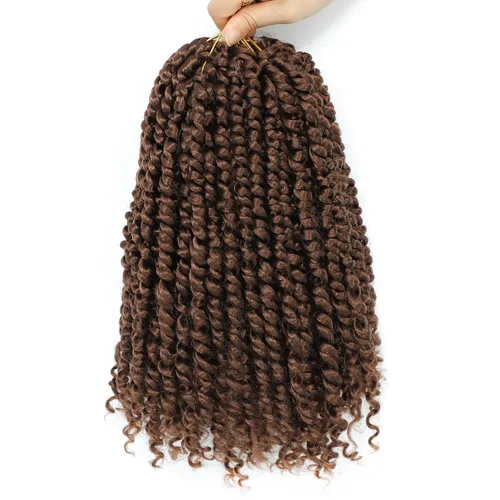 Miniatura 50 de Pelo de ganchillo Passion Twist de 10 pulgadas, 8 paquetes, cabello Passion Twist pre-trenzado, cabello de ganchillo Passion Twist para mujeres 1b