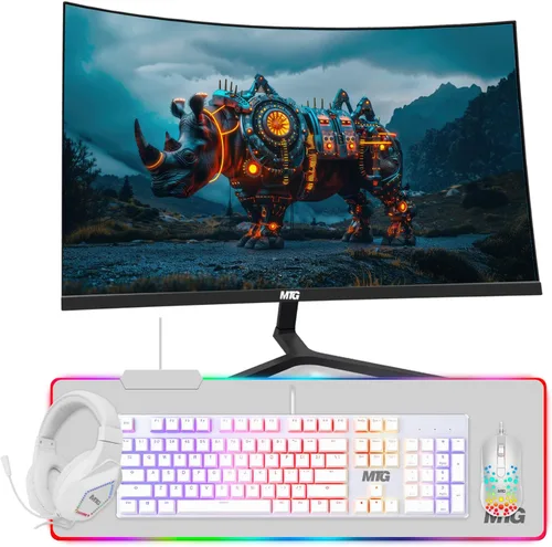 Miniatura 19 de MTG - Monitor curvo de 27 pulgadas, pantalla Full HD 1080P sin marco, audio HDMI DP USB, desenfoque de bajo movimiento, montaje VESA, combo