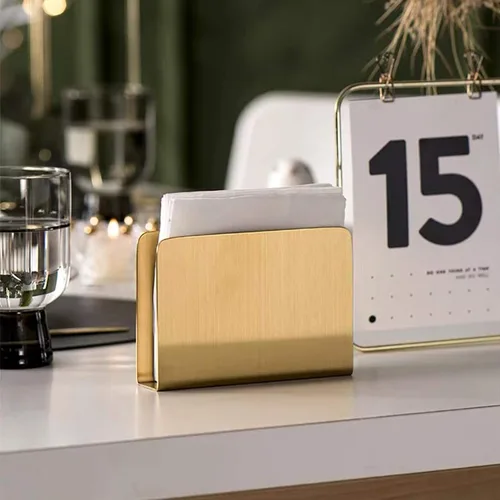 Miniatura 3 de Servilletero dorado independiente de acero para mesa de comedor, cocina, encimera, toalla de invitados (cuadrado)