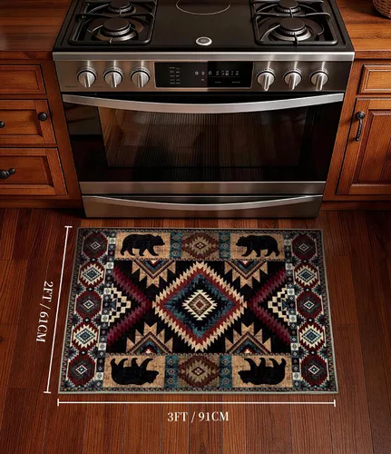 Miniatura 2 de YIHOUSE Alfombra de entrada occidental de 2 x 3 pies, alfombra rústica lavable, antideslizante, ultrafina para cocina, vestíbulo, lavandería