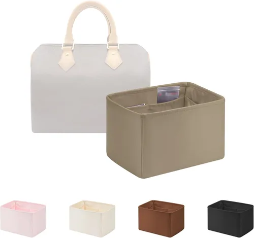 Miniatura 12 de Organizador de bolso para bolsa de lujo, tela de satén ligera y suave con bolsillos, ideal para viajes, compras y uso diario, opciones multicolor