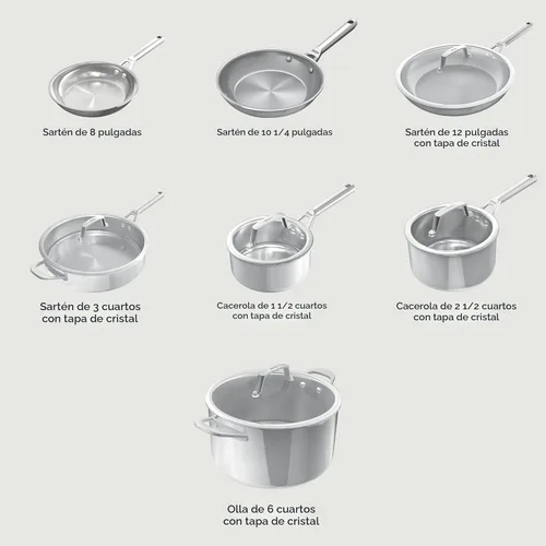 Miniatura 2 de Ninja EverClad juego de utensilios de cocina de acero inoxidable de 12 piezas, apto para todas las estufas e inducción, apto para horno hasta 600°F