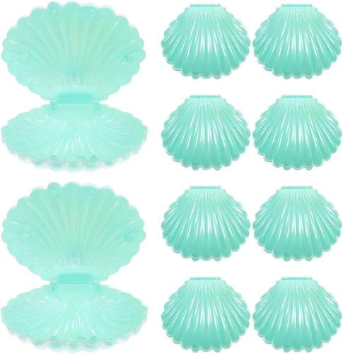 Miniatura 10 de Gadpiparty Cajas de caramelos de conchas de plástico para bodas, fiestas, almacenamiento de joyas, centro de mesa decorativo, 3.58 x 3.03 x 1.77