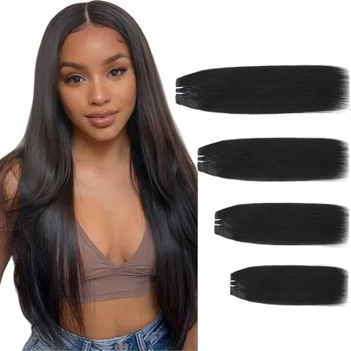 Miniatura 29 de Paquetes de cabello humano corto de 8 pulgadas 10A, pelo brasileño lacio virgen 100% cabello humano liso sin procesar, 4 paquetes 50g/Und
