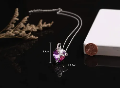 Miniatura 3 de PLATO H Collar de cristal de corazón trenzado para mujer y niña con elegante caja, joyería de aniversario, regalo de San Valentín para el día
