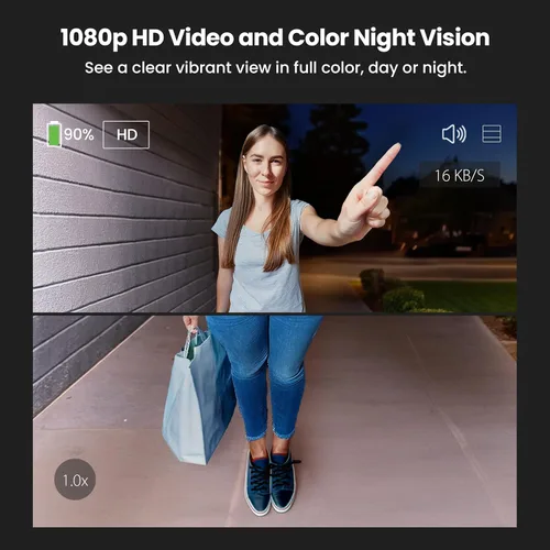 Miniatura 6 de Feit Electric Timbre inalámbrico inteligente con cámara HD de lente dual de 1080p, grabación local 24/7, visión nocturna, asistente de voz
