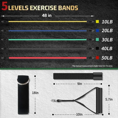 Miniatura 5 de VEICK Bandas de resistencia, bandas de ejercicio, bandas de entrenamiento, bandas de resistencia para entrenar con asas para hombres y mujeres