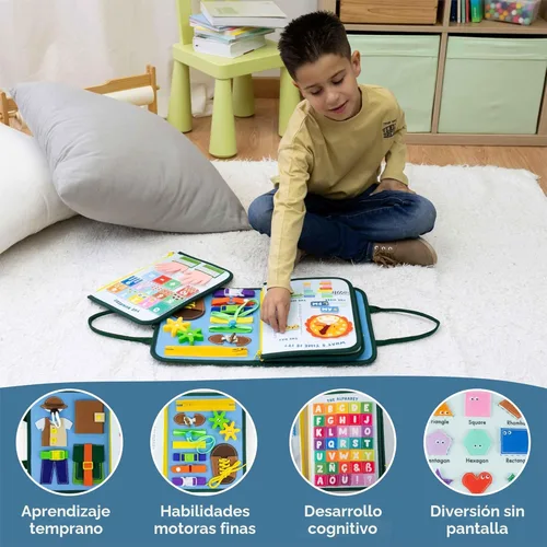 Miniatura 6 de BONNYCO Tablero Ocupado para Animales de 1 Año. Libro Ocupado Montessori para Niños Pequeños 1-3 2-4, Libro Silencioso de Fieltro para Bebé.