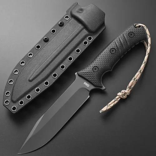 Miniatura 2 de Gtkii GTK2 cuchillo de hoja fija de acero AUS-10 con mango de nylon y fibra de vidrio de espiga completa, cuchillos de herramienta EDC para camping