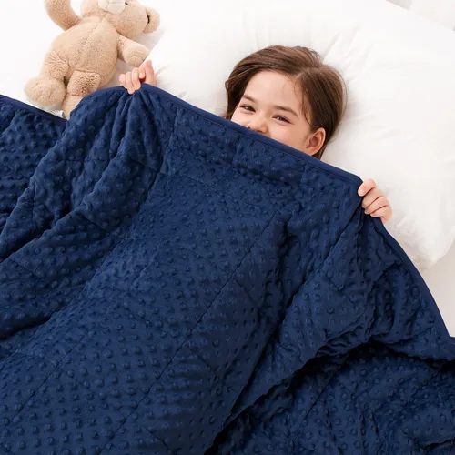 Miniatura 18 de Kivik Manta con peso de 3 libras, manta pesada de puntos Minky suave refrescante para una mejor relajación y sueño, lavable a máquina, 36 x 48 Gris